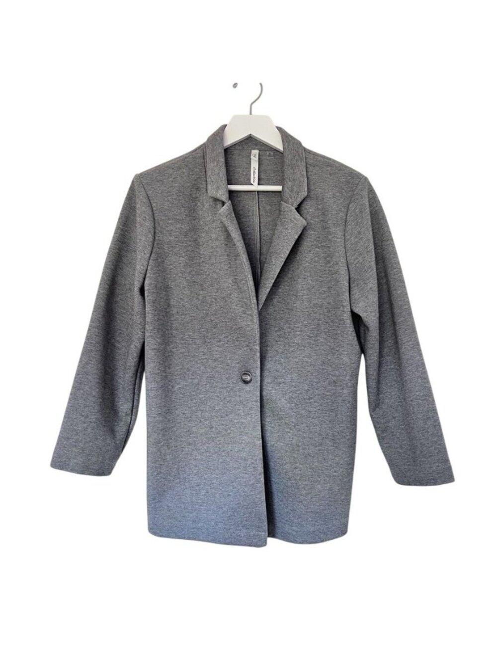 Heather Gray Knit Blazer Unstructured Stretch Jersey Minimalist Office XL - Picture 2 of 14